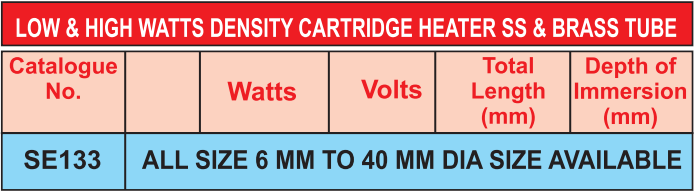 34-Low-High-Watts-Density-Cartridge-Heater-SS-Brass-Tube